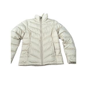 The North Face Tamburello Puffer Jacket Womens Small Beige Polyester Full Zip